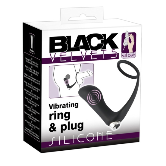 Пробка с кольцом Black Velvets Vibrating Ring &amp; Plug